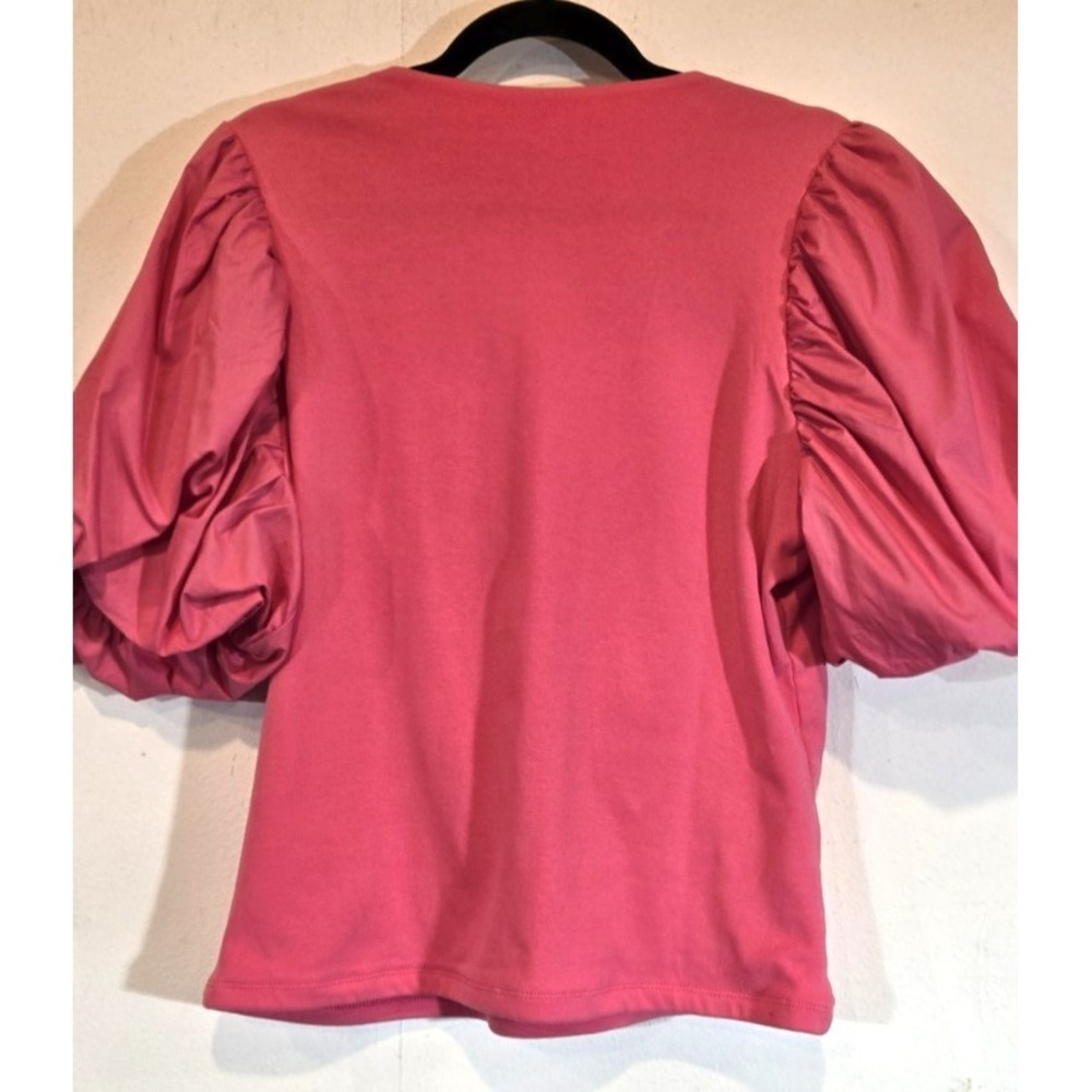 Maeve Pink Wrap Top Puff Sleeves - Picture 2 of 3